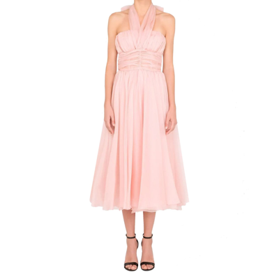 Shop Dolce & Gabbana Halter Midi Dress In Pink