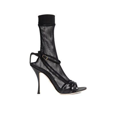 Shop Dolce & Gabbana Fishnet Sandals In Black
