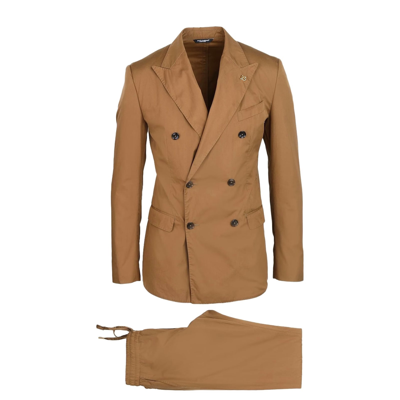 Shop Dolce & Gabbana Double-breasted Suit In Brown