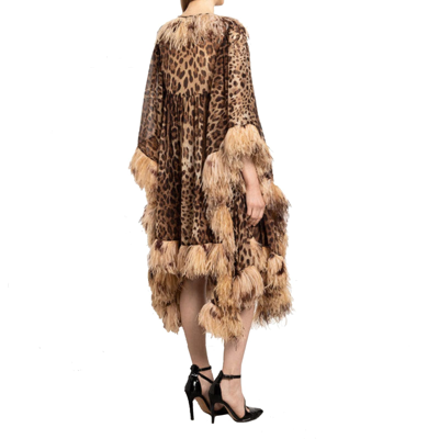 Shop Dolce & Gabbana Cape Dress In Brown