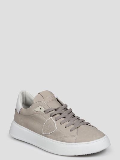 Shop Philippe Model Temple Low Man Sneakers In Nude & Neutrals