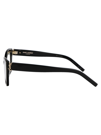 Shop Saint Laurent Sl M117 Glasses In 001 Black Black Transparent