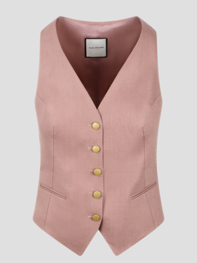Shop Tagliatore Linen Waistcoat In Pink & Purple