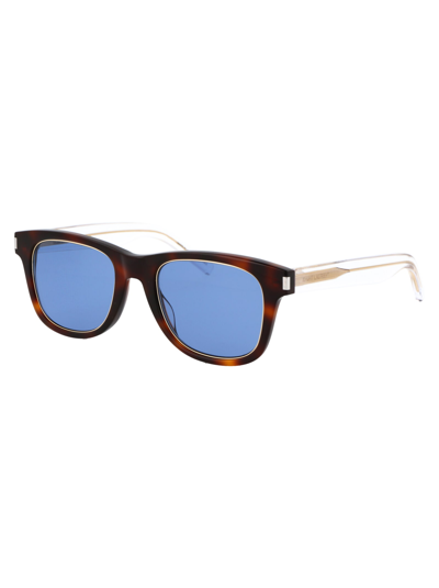 Shop Saint Laurent Sl 51 Rim Sunglasses In 008 Havana Crystal Blue