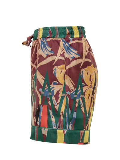 Shop Pierre-louis Mascia Silk Shorts In Verde Fantasia