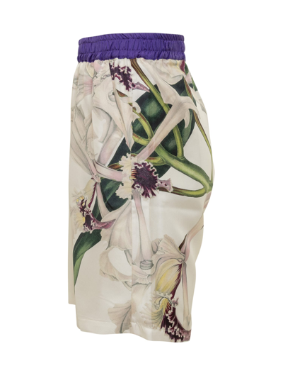 Shop Pierre-louis Mascia Silk Shorts In Bianco Fantasia
