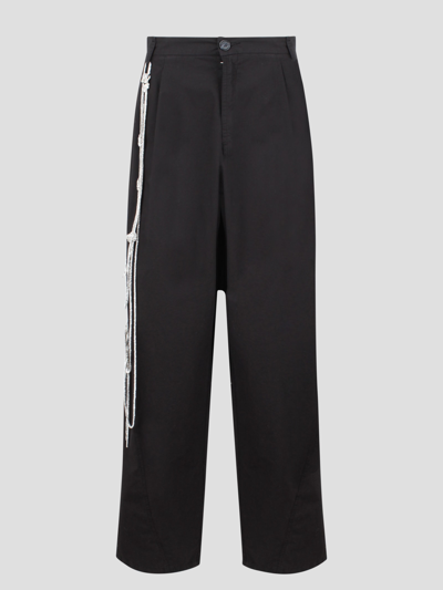 Shop Darkpark Phebe Chain Adorned Wide-leg Pants In Black