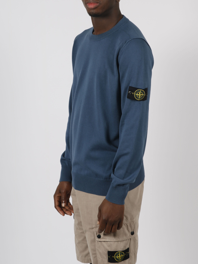 Shop Stone Island Badge Logo Sweater In Blue