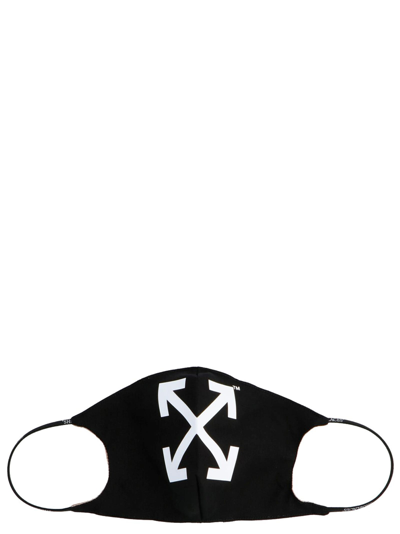 Off-white Arrow Logo Printed Face Mask In White/black