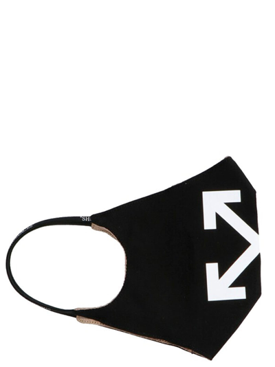 Off-white Arrow Logo Printed Face Mask In White/black