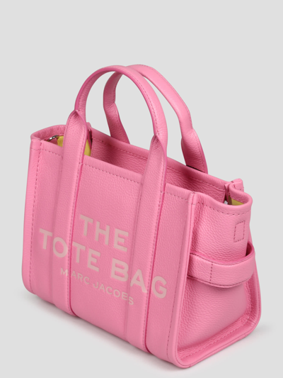 Shop Marc Jacobs The Leather Small Tote Bag In Pink & Purple
