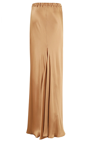 Antonelli Flared Biscuit Silk-blend Satin Maxi Skirt In Biscotto