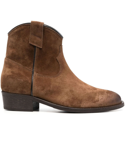 Shop Via Roma 15 Brown Calf Suede Ankle Boots