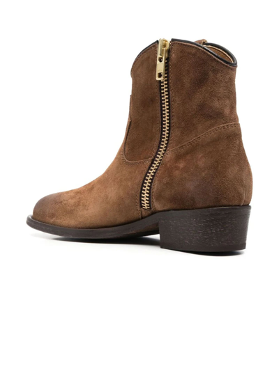 Shop Via Roma 15 Brown Calf Suede Ankle Boots