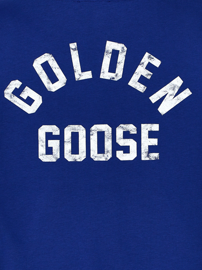 Shop Golden Goose Logo Print Hoodie In Blue