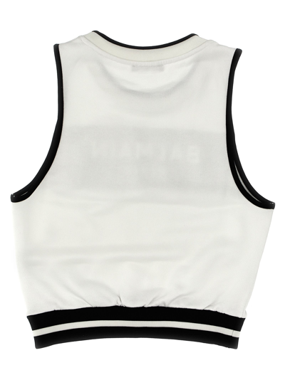 Shop Balmain Logo Tank Top In White/black