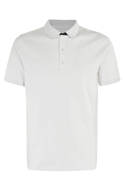 Shop Fay Polo Db Collar Piquet In Bianco