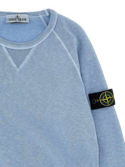 Shop Stone Island Junior Logo Badge Sweatshirt In Light Blue
