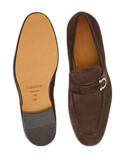 Shop Ferragamo Brown Suede Leather Loafer