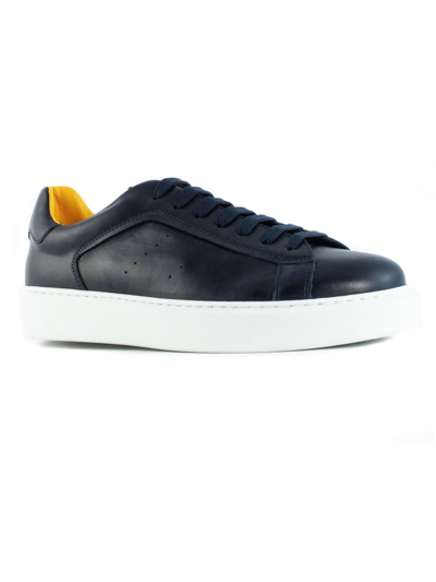 Shop Doucal's Blue Leather Sneaker