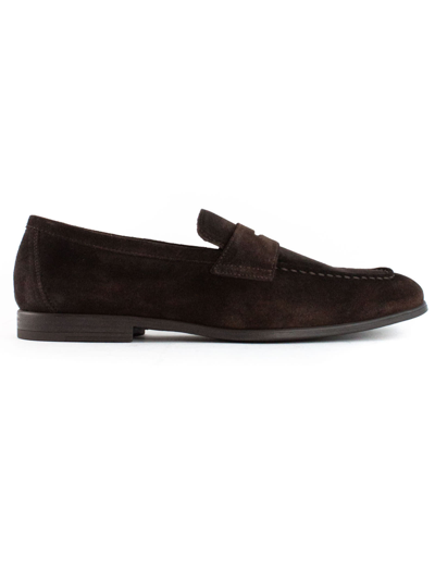 Shop Doucal's Penny Loafer In Brown Suede