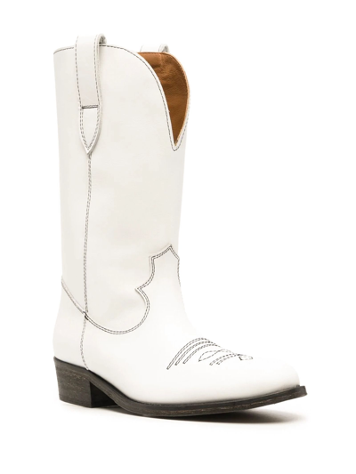Shop Via Roma 15 Off-white Calf Leather Cowboy Boots