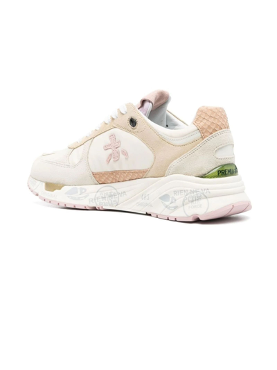 Shop Premiata Pink Suede And Beige Nylon Mase Sneakers