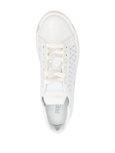 Shop Premiata Belle Lace-up White Leather Sneakers