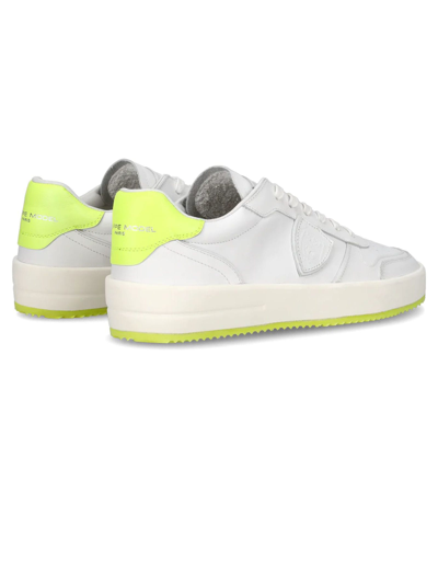 Shop Philippe Model Nice Sneaker White And Neon Yellow
