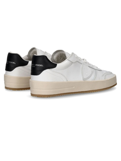Shop Philippe Model Nice Low-top Sneakers In Leather, White Black