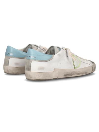 Shop Philippe Model Prsx Sneaker White, Grey And Light Blue