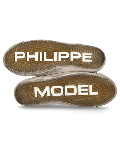 Shop Philippe Model Prsx Sneaker White, Grey And Light Blue
