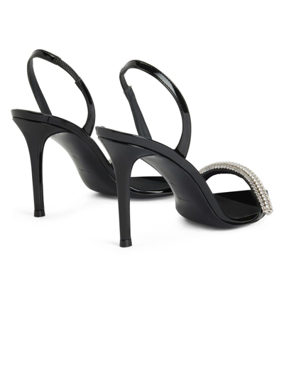 Shop Giuseppe Zanotti Black Patent Leather Slingback Sandals