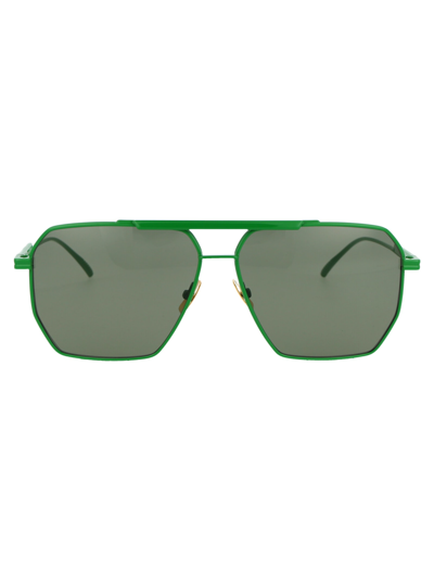 Shop Bottega Veneta Bv1012s Sunglasses In 006 Green Green Green
