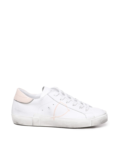 Shop Philippe Model Prsx Casual Leather Sneaker In White, Pink