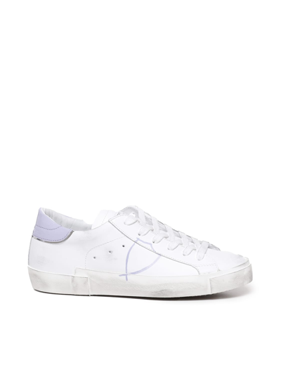 Shop Philippe Model Prsx Casual Leather Sneaker In White, Lillac