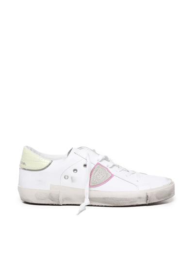 Shop Philippe Model Prsx Casual Leather Sneaker In White, Multicolor