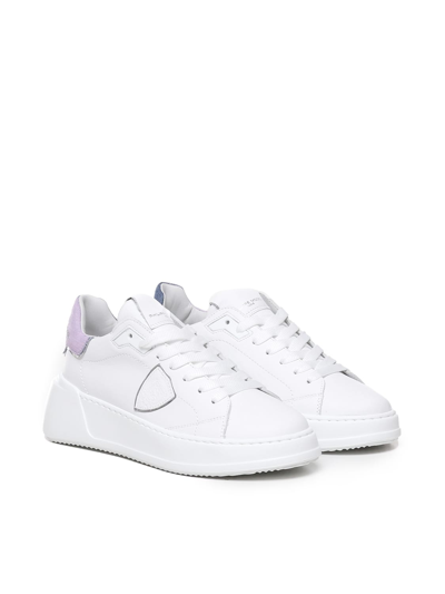 Shop Philippe Model Tres Temple Sneakers In White, Lillac