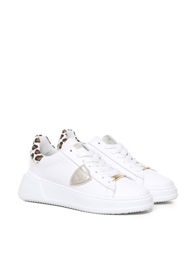 Shop Philippe Model Paris Leopard Print Sneakers In White, Leopard