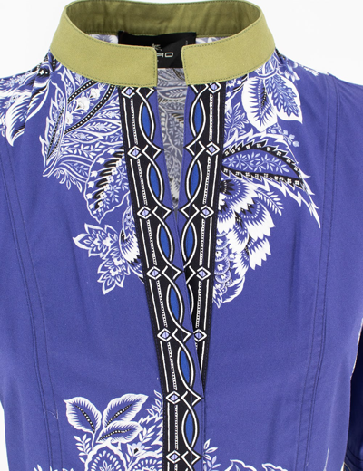 Shop Etro Dress In Print On Blue Base