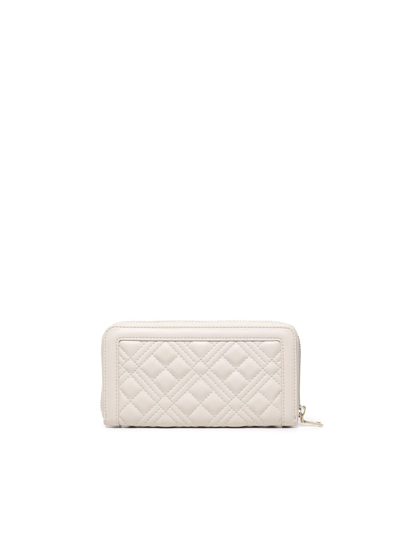 Shop Love Moschino Wallet With Logo In Ivory