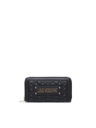 Shop Love Moschino Wallet With Logo In Black