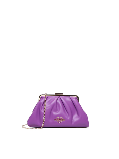 Shop Love Moschino Shoulder Bag With Logo Plaque In Purple