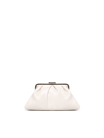 Shop Love Moschino Shoulder Bag With Logo Plaque In Ivory