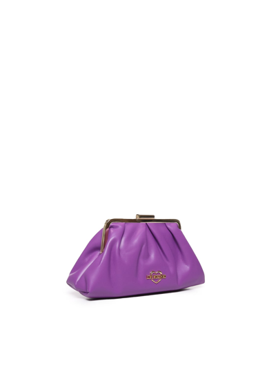 Shop Love Moschino Shoulder Bag With Logo Plaque In Purple