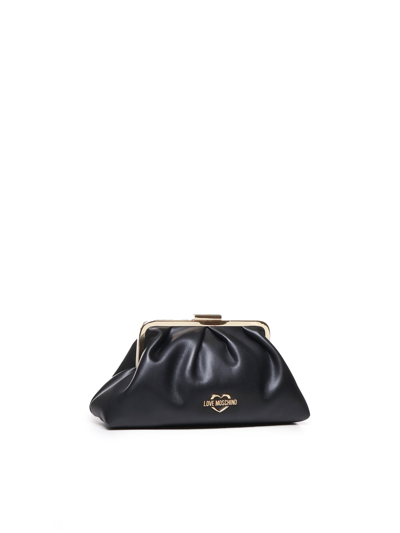 Shop Love Moschino Shoulder Bag With Logo Plaque In Black