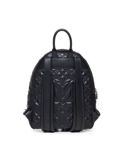 Shop Love Moschino Quilted Backpack With Logo In Black
