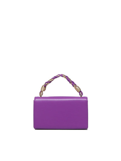 Shop Love Moschino Handheld Handbag With Chain Shoulder Strap In Purple