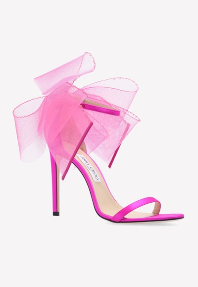 Jimmy Choo Aveline 100 Pink Satin Sandals In Pink