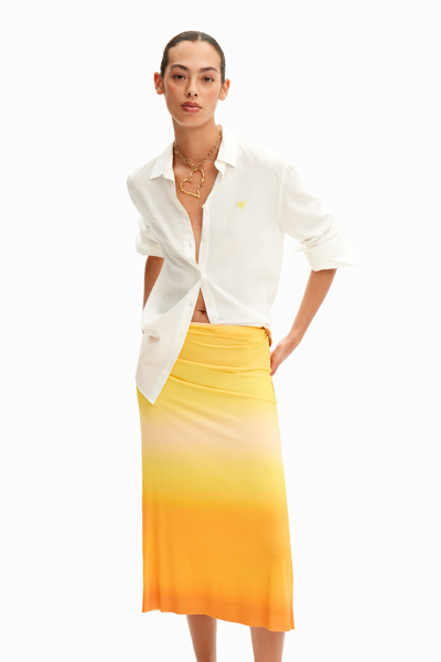 Desigual Women's Degrade Slip Midi Skirt In Yellow